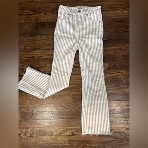 White and tan striped jeans wide leg